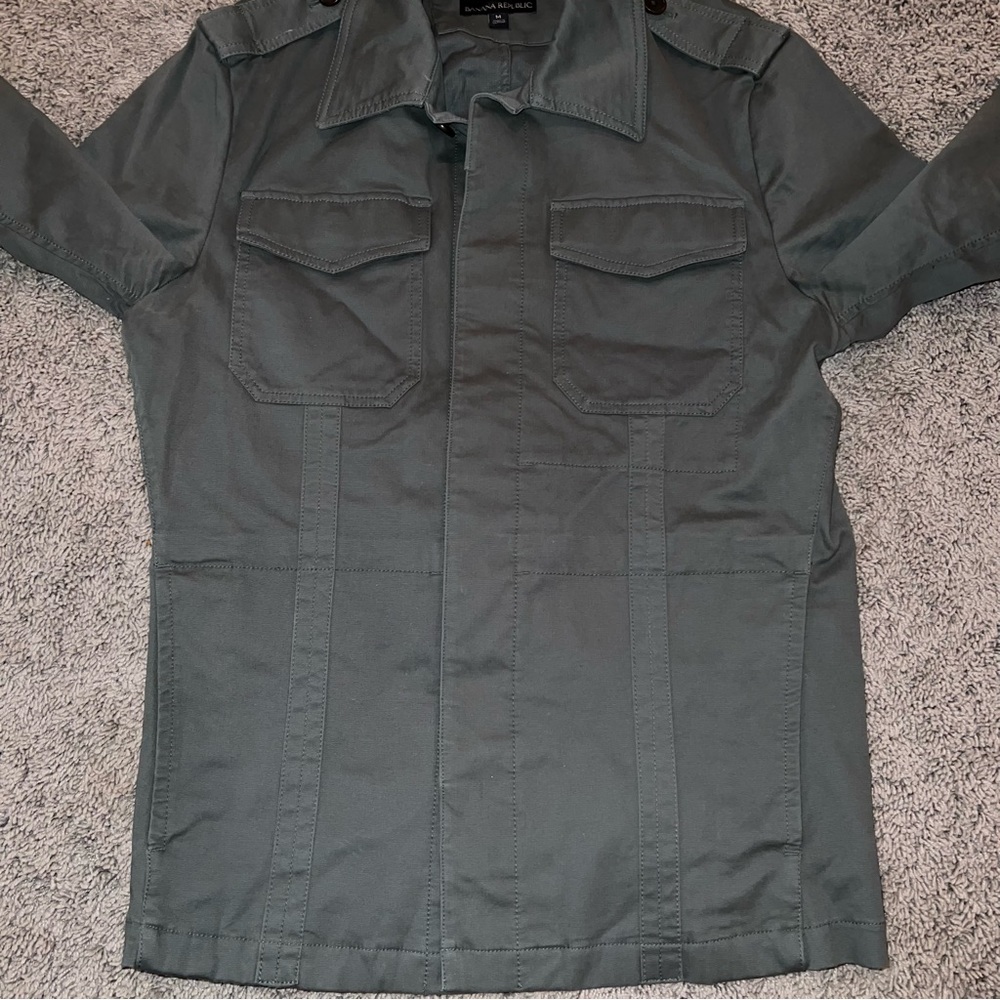 Women’s Banana Republic Army Green Utility Jacket Size Med Pockets Buttons - Picture 3 of 6